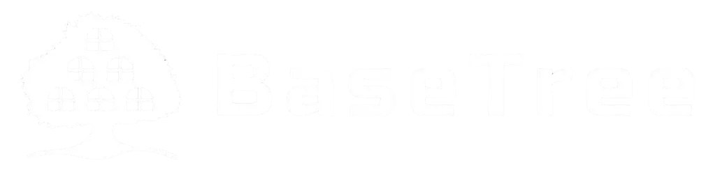 BaseTreeのlogo。白文字背景透過。